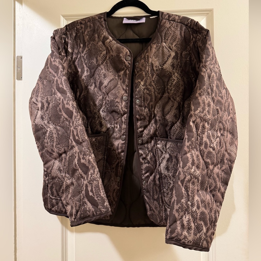 JJXX Snake Print Quilted Coat